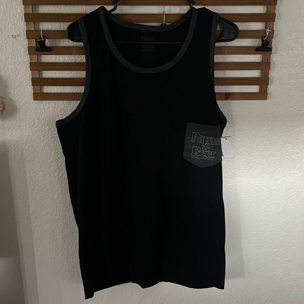 NEW - “Papas & Beer” Tank Top - Men’s X-LARGE - Black